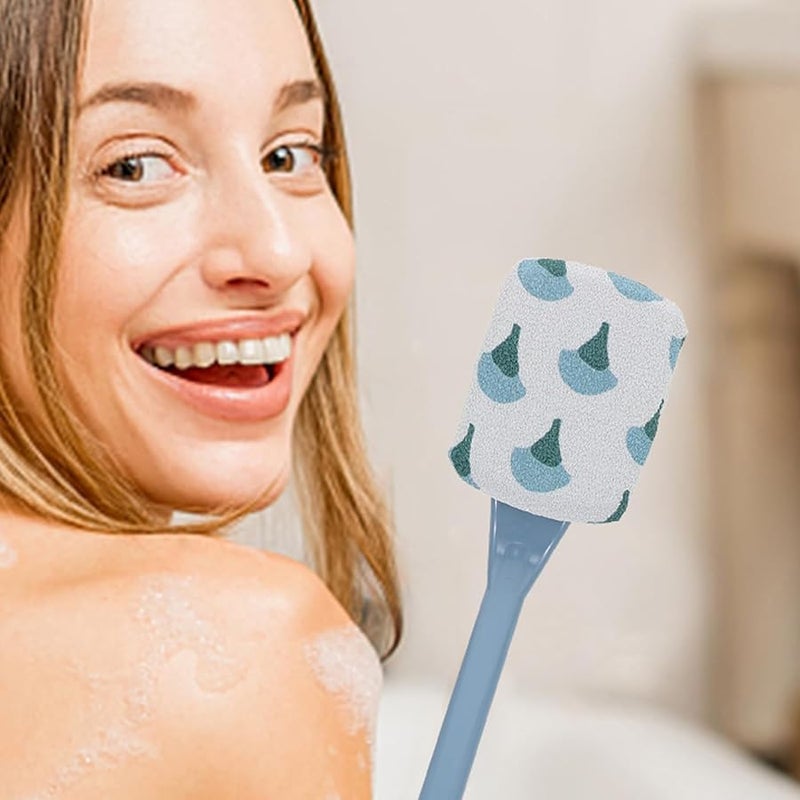 Long Handle Bath Brush With Coarse Exfoliating Surface And Replacement Cloth For Back Scrub - Image 3